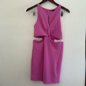 Bright pink cut out mini dress